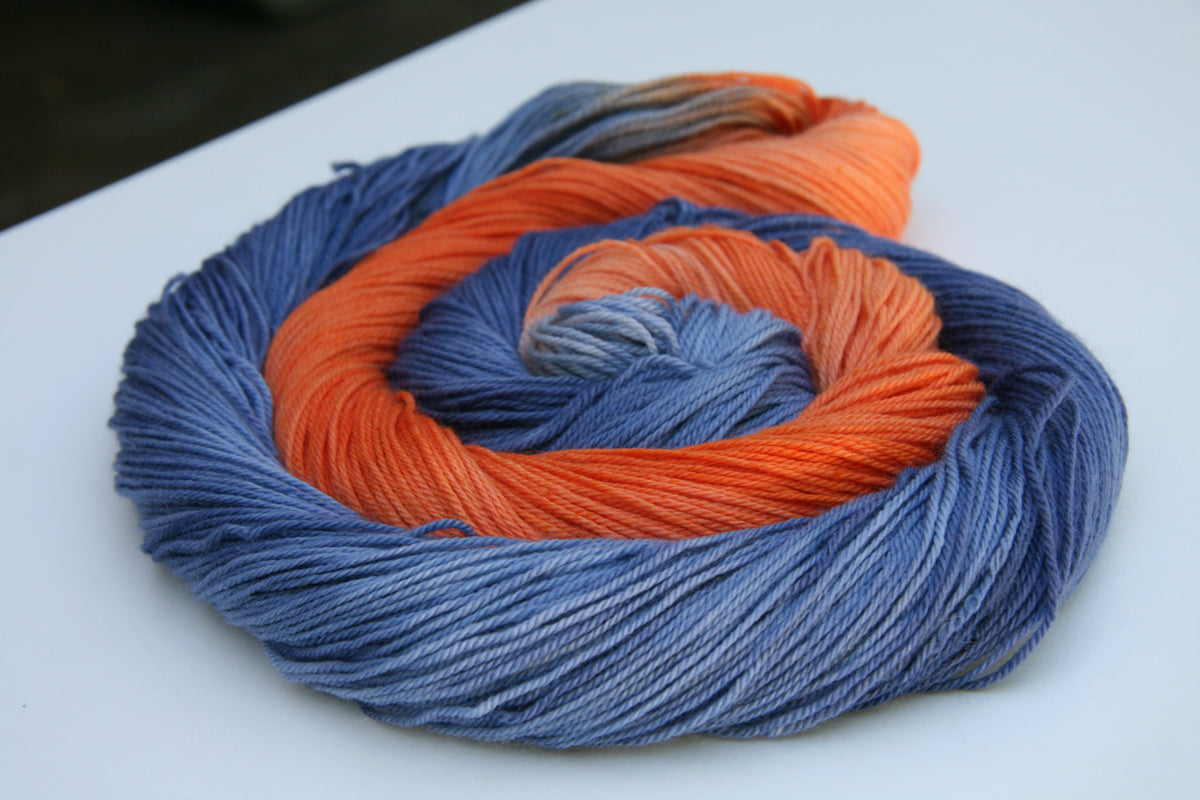 Blue Orange Mixed Fibers, Orange Textured Yarn Bundle, Mixed Yarn