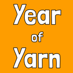 White blocky text reads " Year of Yarn" on a cheerful yellow background.